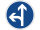 Verkehrszeichen 214-10 &ndash; Vorgeschriebene Fahrtrichtung: geradeaus und links