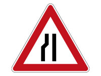 Verkehrszeichen 121-20 &ndash; Verengte Fahrbahn (links)