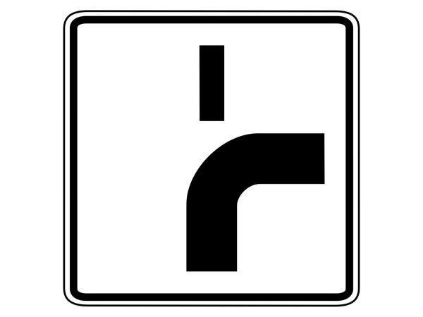 Verkehrszeichen 1002-22 &ndash; Verlauf der Vorfahrtsstra&szlig;e an Einm&uuml;ndungen (von unten nach rechts, Einm&uuml;ndung von oben)