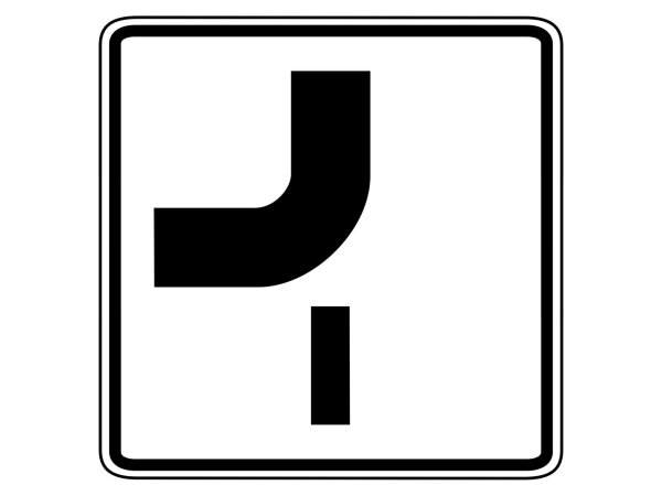 Verkehrszeichen 1002-14 &ndash; Verlauf der Vorfahrtsstra&szlig;e an Einm&uuml;ndungen (von oben nach links, Einm&uuml;ndung von unten)