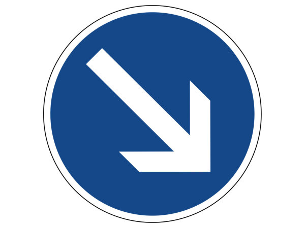 Verkehrszeichen 222-20 &ndash; Vorgeschriebene Vorbeifahrt: rechts vorbei
