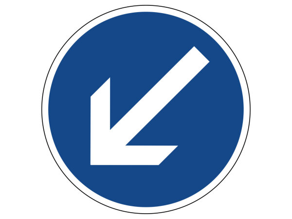 Verkehrszeichen 222-10 &ndash; Vorgeschriebene Vorbeifahrt: links vorbei