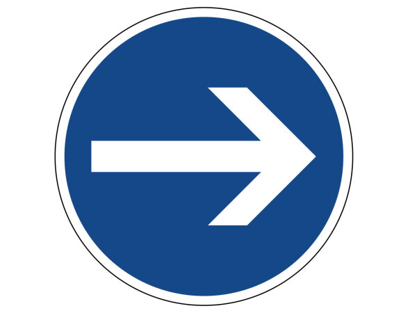 Verkehrszeichen 211-20 &ndash; Vorgeschriebene Fahrtrichtung: hier rechts